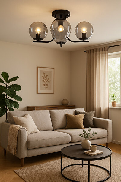 Uçar Lora Modern Tasarım Minimal Yatak Odası Salon Mutfak Oturma Odası Camlı 4 lü Avize