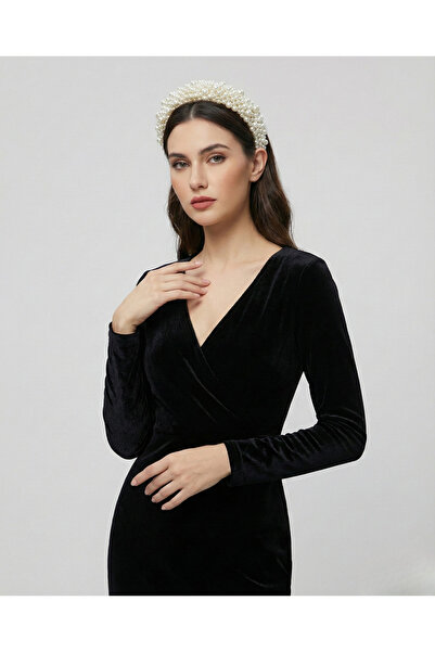 NEGO ACCESORİES تاج من خرز اللؤلؤ الأبيض (عريض) للعروس بعد الحفلات، مثالي لحف...