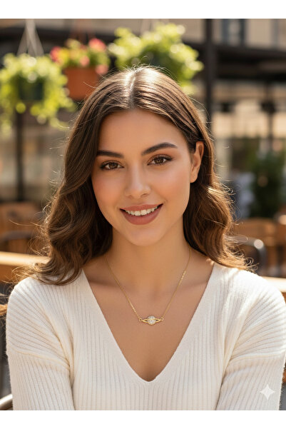 Store قلادة من حجر الزركون الذهبي بسلسلة من الفولاذ على شكل كوكب زحل