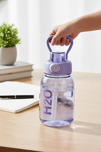 Tohana Çocuk Matara Suluk pipetli 800 ml Mor Renk