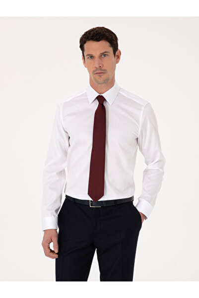 Cacharel Beyaz Slim Fit %100 Pamuk Non Iron Kolay Ütülenebilir Klasik Gömlek 50314613-VR013