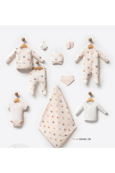 mia mia 100% Organic Cotton 10 Piece Newborn Baby Girl Boxed Hospital Discharge Set Baby Birth Gift