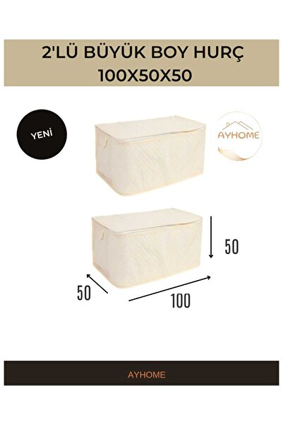 AYHOME 2 Adet Çeyizlik Büyük Boy Yorgan Döşek Battaniye Yastık Hurcu Krem Ren...