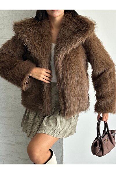 modazoom Palton de pluș de blană premium supradimensionat la atingere moale