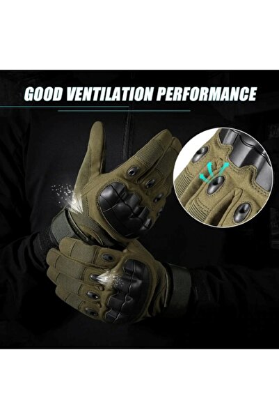 MeK Fine Multifunctional Tactical Gloves, Waterproof, Fire Resistant, Touch Screen, Size L, Khaki