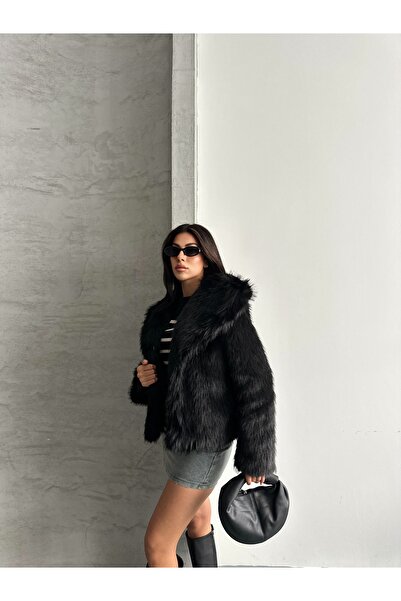 modazoom Palton de pluș de blană premium supradimensionat la atingere moale