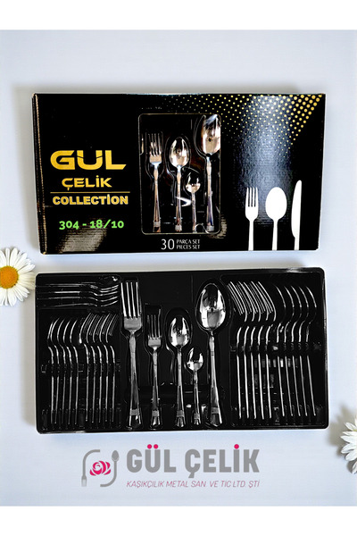 KAVEH 30 Piece 6 Person 18/10 Quality Cutlery Set Alvina Model 304 Stainless Steel