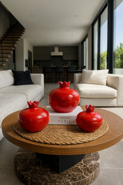 Zigzag Home Dekoratif 3 Parça Sıralı Boy Nar Vazo Biblo & Obje Bohem Tarz Dek...