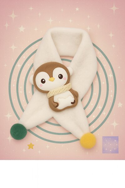 GlassySKY Peluş Penguenli Bebek Boyunluk - Atkı - Sevimli Hediyelik