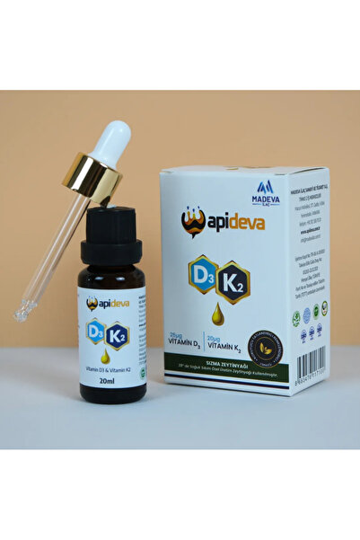apideva D3K2 Vitamin Damla | 2'si 1 Arada | Yerli Üretim | Helal Sertifikalı