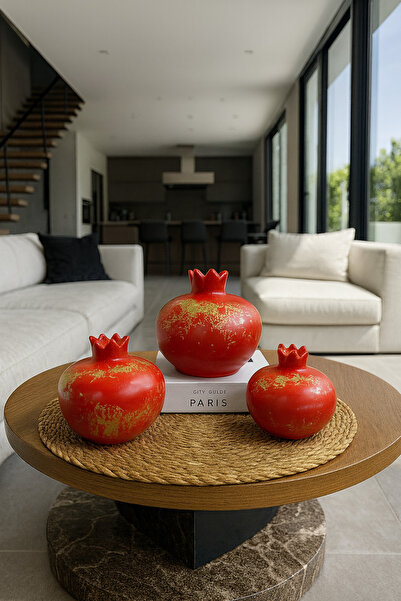 Zigzag Home Dekoratif 3 Parça Sıralı Boy Nar Vazo Biblo & Obje Bohem Tarz Dek...