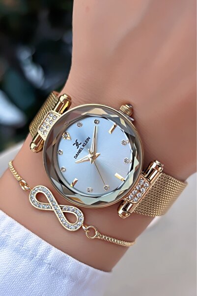 Daniel Klein Marka Yeni Sezon Gold Renk 3atm Su Geçirmez Kadın Kol Saati Bileklik Hediyeli