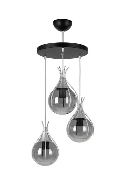 VENON Azur Siyah 3’lü Sarkıt Avize – Modern Camlı Tavan Aydınlatma