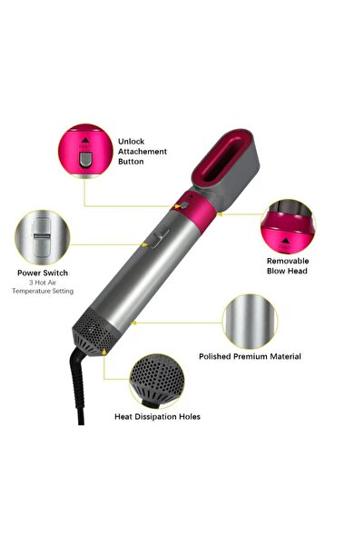 PORKY Professional Electric Hair Brush, 5 Accessories, Ions