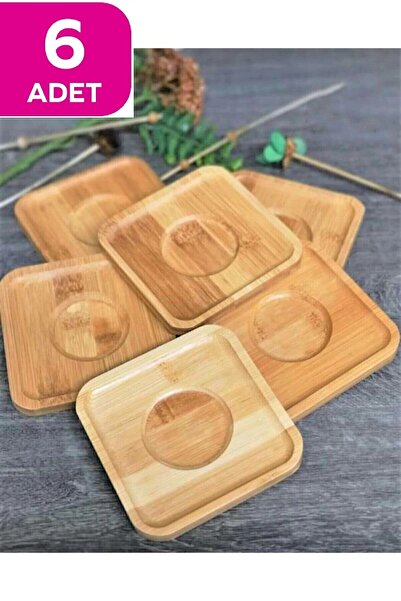 ZUZU MADE 6 Adet Bambu Çay Tabağı Altlığı Kare - Fincan Altlığı - Bardak Altlığı