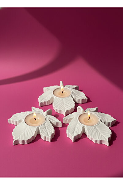 Pembe Karavan 3'lü Dekoratif Tealight Yaprak Mumluk Set (MUM DAHİL DEĞİLDİR)
