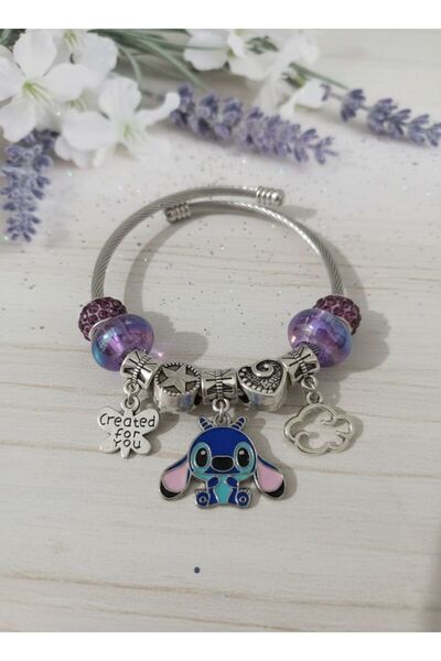 BYFASHION Disney Love Charm Heart Butterfly Charm Steel Bracelet