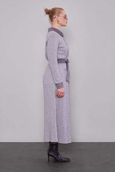 Levidor Γκρι φόρεμα από κασμίρ με αυτο-αντανακλαστική επιφάνεια