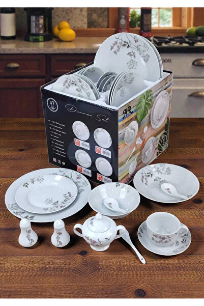 AR-Kitchen طقم فطور مكون من 47 قطعة من البورسلين - شكل دائري ar4002