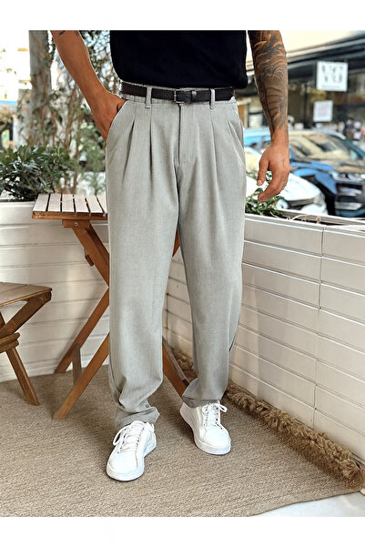 ElitWear Baggy Pileli Siyah Renk Kumaş Pantolon