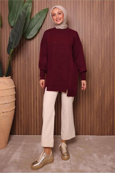 TRENDTESETTÜR KADIN BORDO TRİKO TUNİK T 2307