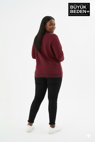 Superlife Γυναικείο φούτερ με λαιμόκοψη μεγάλου μεγέθους και λεπτή ριμπάνα με μανίκια και φούστα SPR26BSWK956