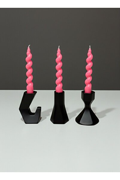 Lumin İstanbul Pembe Burgu Şamdan Soya Mum Seti - (3 Adet)