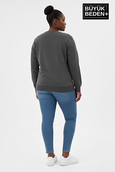 Superlife Γυναικείο φούτερ με λαιμόκοψη μεγάλου μεγέθους και λεπτή ριμπάνα με μανίκια και φούστα SPR26BSWK956