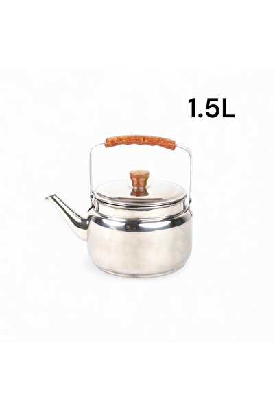 cc bin shihon Stainless steel teapot with brown handle, 1.5 liters