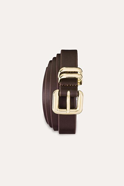 VATKALI Колан от кожа с метална квадратна катарама