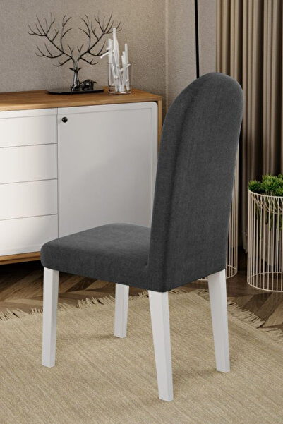 Mobila Laguna Scaun tapitat, Laguna, Grand Gri inchis, 46 x 52 x 106 cm, Picioare Lemn Fag Albe