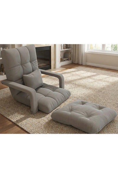 Aralifes Folding Floor Chair with Armrest Adjustable 6 Position Padded Indoor Chaise Lounger Sofa