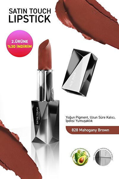 Alix Avien Uzun Süre Kalıcı Nemlendirici Pürüzsüz Etkili Yarı Mat Ruj - Satin Touch Lipstick 828 Mahogany Brown