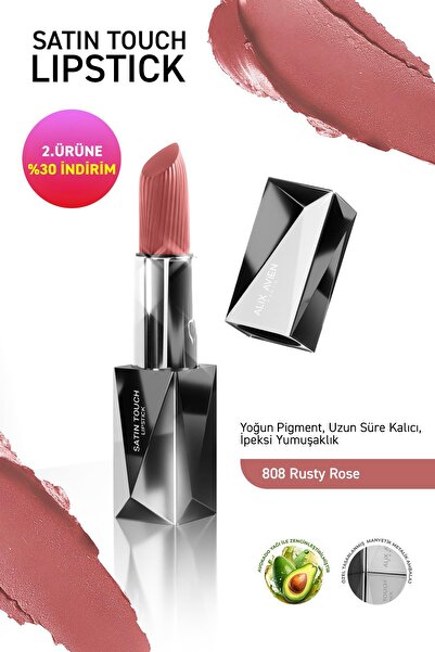 Alix Avien Uzun Süre Kalıcı Nemlendirici Pürüzsüz Etkili Yarı Mat Ruj - Satin Touch Lipstick 808 Rusty Rose