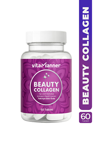 Vitamanner Beauty Collagen | Kolajen Tip 1, Tip 2, Tip 3, Vitamin C, Biotin Içeren Takviye Edici 60 Tablet