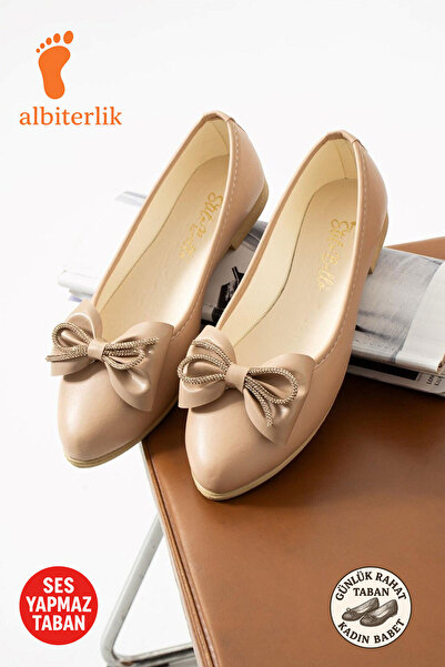 AlbiShoes Kadın Günlük Fiyonklu Balerin Babet Rahat Taban Şık Babet Günlük İş...