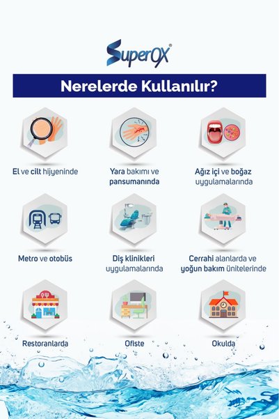 SuperOX Doğal ve Alkolsüz El Cilt Dezenfektanı , Hipokloröz İçeren El Dezenfektanı 10 LT