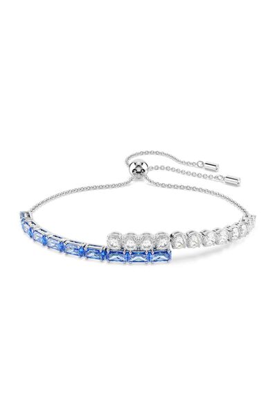 Swarovski Matrix Tennis bileklik, Karışık kesimler, Mavi, Rodyum kaplama