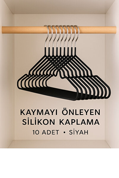 ARVALE 30 Adet Kaydırmaz Silikon Kaplamalı Elbise Askısı Dolap İçi Düzenleyeci