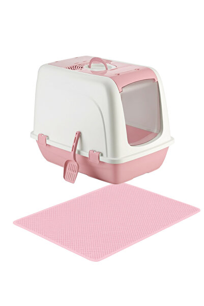 Petozi Kapalı Büyük Boy Kedi Tuvaleti XXL 52x66x46cm Elekli Paspas Hediyeli