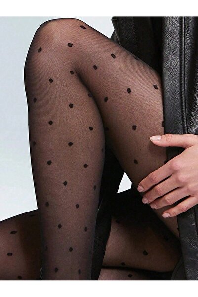 MİSTİRİK Sorano Model DOT Pattern Tightening and Gathering Corset Pantyhose Black Color