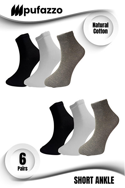 PUFAZZO Дамски къси чорапи Спортни чорапи 6-пакет - естествен памук, безшевни, тенис, колеж, спортни чорапи