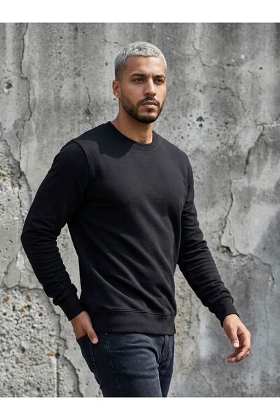 CLAW UP WORK OVERSIZE BASIC SWEAT | BLACKOUT (Unisex Pamuklu Yumuşak Dokulu Geniş Kesim Siyah Sweatshirt)