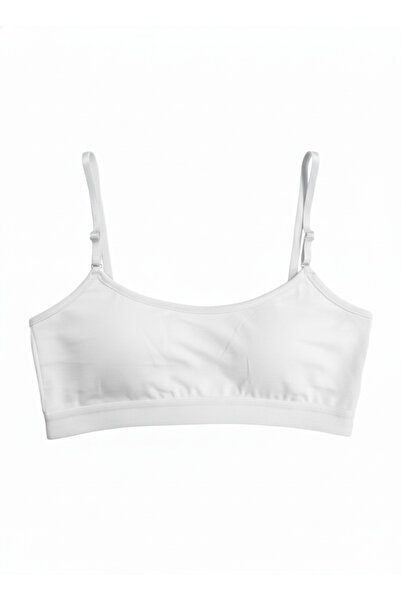 Hmd White Women's Half Tank Top Bustier with 3-Piece Pad Adjustable String Straps