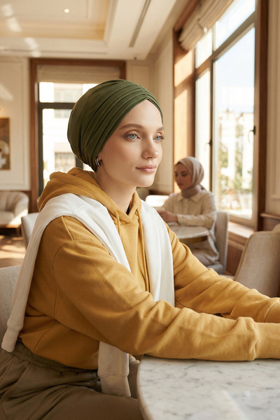 Aisha's Design Pleated Combed Cotton Bone,B-13,Khaki