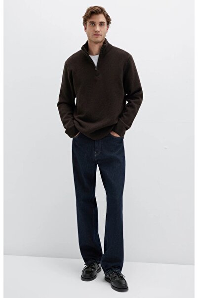 Mavi M0710380 Half Zip Pullover Half Zipper Men's Sweatshirt Brown