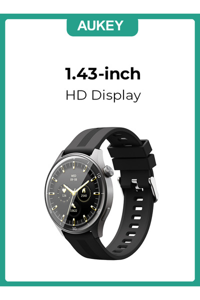 AUKEY Smartwatch with Calling Function, 1.45-inch TFT LCD display, IP67 Waterproof, 15 Days