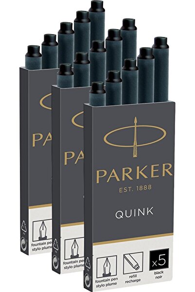 Parker Parker Quinck Fountain Pen Ink Cartridges - Long Size - 15 Pack - Black - 3599