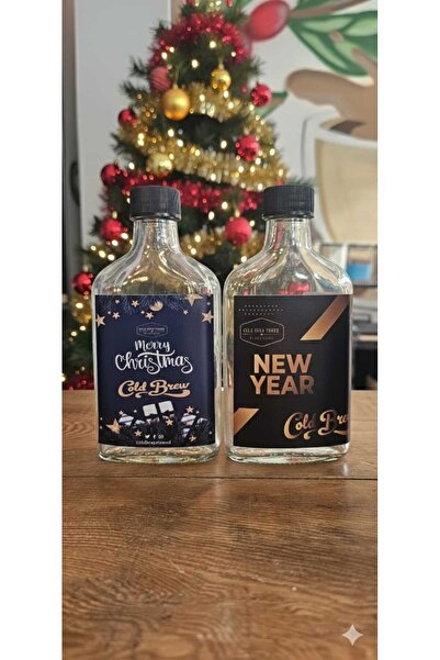 COLD BREW TREND by uğur cadırcı Christmas Themed Glass Bottle – Decorative Set of 6 |   Gift, Presentation, Special Design, Waterproof Sticker