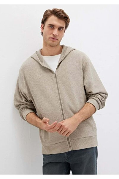 Mavi 0S10520 Jacket Hooded Zippered Men's Sweatshirt Beige
